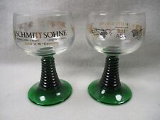 Set of 2 Schmitt Sohne Glasses - Green Ribbed Base - Gold Printing picture