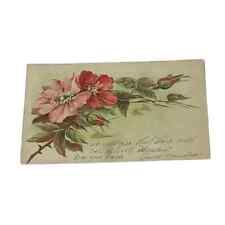 Postcard Pink And Red Beautiful Flowers Floral c1910 Vintage A254 picture
