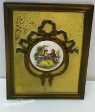 Antique Framed Limoges  Cameo Fragonard Courting Couple 4.5 X 6 Lot Of 3 England picture