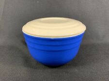 Vintage 1930s Oxford Ware Medium Covered Mixing Bowl with Lid Stoneware Blue picture