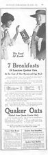 1918 Quaker Oats Antique Print Ad WWI Era Breakfast Food picture
