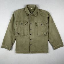 WW2 US Army HBT Jacket Shirt 13 Star 2nd Pattern Pleated Pockets 34r Private picture