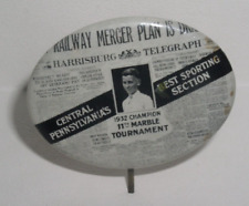 1932 Harrisburg Telegraph Marble Tournament 11 th Annual Celluloid Pinback picture