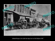 OLD POSTCARD SIZE PHOTO OF ASHLAND OREGON THE LAST SISKIYOUS COACH RUN c1887 picture