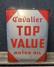 Vtg 1950s 60s Cavalier Top Value Motor Oil 2 Gallon Oil Can Cavalier Flint MI picture