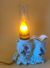 Vintage Wales Mini Hurricane Style Porcelain Lamp Bud Vase Made in Japan 8.5 in picture