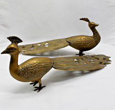 Pair of Vintage Ornate Brass Peacocks 16-17