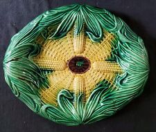 Antique Majolica Corn Cob Weave Bread Platter 13