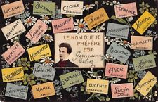 Postcard: The Name I Prefer is:, French Women's Names, 1910's, Lightly Embossed picture