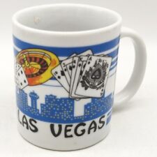 Nice LAS VEGAS Casino Style Ceramic Coffee Mug Cards Dice Chips & Roulette picture
