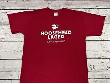 Moosehead Lager Beer Independent Since 1867 Men's Red Spell Out T-Shirt - Sz L picture