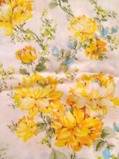 VINTAGE TWIN FLAT SHEET yellow blue orange floral flowers Pequot euc made in USA picture