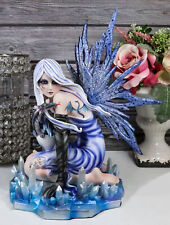 Ebros Elemental Ice Goddess Blue Fairy With Baby Dragon Hatchling Statue 12.25