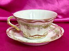 Theodore Haviland Limoges Teacup & Saucer for S Gump Hand Painted Floral Design picture