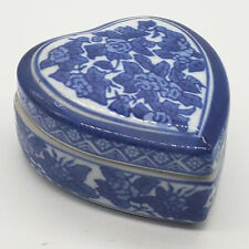 Silvestri Handcrafted Blue White Porcelain Heat Shaped Trinket Box picture