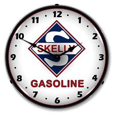 NEW SKELLY GAS OIL  VINTAGE STYLE L.E.D. LIGHTED RETRO CLOCK -  * picture