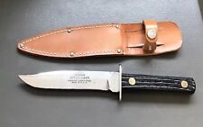 Vintage Outdoor Sportsman Fixed Blade Hunting Knife w/Leather Sheath USA Made picture