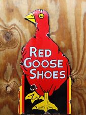 VINTAGE RED GOOSE PORCELAIN SIGN SHOES FOOTWEAR RETAIL MANUFACTURING FACTORY picture
