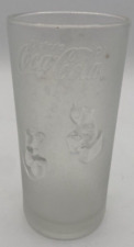 VTG 1990s Coca Cola Frosted Embossed Glass Disfrute Polar Bear Burger King picture
