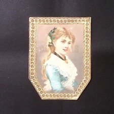 c1880 VERY PRETTY YOUNG LADY EMBOSSED VICTORIAN TRADE CARD P4425 picture