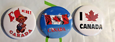 Canada Eh Maple Leaf lot BUTTON PIN lot 1.75 inch I love Canada flag bear picture
