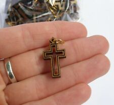 50 PCS Olive Wood Small Crosses Rosary Pendants Handmade Holy land Bethlehem picture