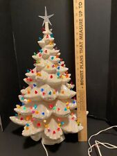 ✨ Vtg 1970's Ceramic Mold CHRISTMAS TREE 22” Iridescent Pearl White Lighted picture