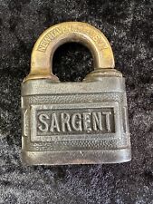 ANTIQUE VTG Sargent Brass PADLOCK LOCK NO KEY picture