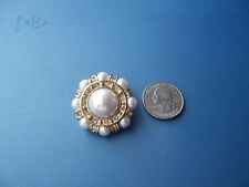 4 ELEGANT DRESSY LARGE CLUSTER GLOWING PEARL BUTTONS IN GOLDEN SHANK SETTING picture