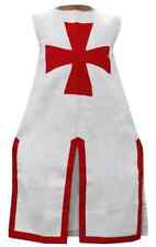 Medieval hand-made sleeveless WHITE tunic with Templar, Tabard Crusader Clothing picture