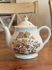 Vintage Copper Gold Brown Teapot Transferware Floral Unbranded picture
