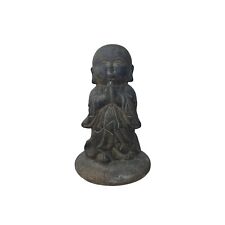 Chinese Dark Gray Stone Anjali Mudra Standing Cute Lohon Monk Statue ws3605 picture