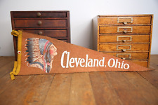 Vintage Cleveland Ohio felt pennant banner school flag Indian Headdress 40s picture