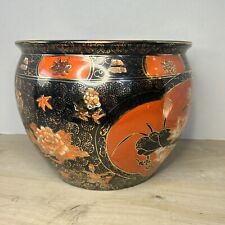 Vintage Large Chinese Koi Fish Bowl Jardiniere Pot Planter Hand Painted picture