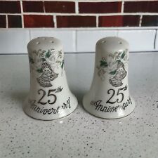 ViTG Lefton Japan Porcelain Salt & Pepper Shaker 25 Year Anniversary Bells 01132 picture