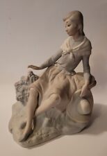 RARE NAO by LLADRO Spain Porcelain SITTING YOUNG LADY Roses 8 1/2