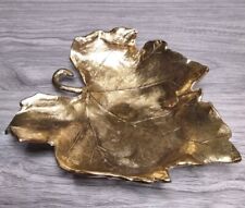Vintage Solid Brass? Leaf Shaped Trinket Dish Catch it All Tray 6
