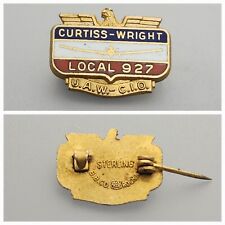 Curtiss-Wright Union Pin Local 927 Sterling Gold Vermeil Pin U.A.W. C.I.O RARE picture