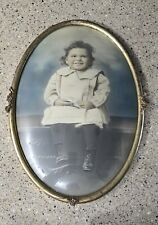 Antique Bubble Glass Oval Metal Frame 20x14 picture