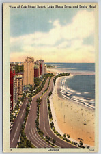 Vintage Postcard - View of Oak Street Beach - Lake Shore Drive - Chicago IL picture