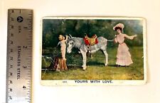 1910 Yours With Love Embossed Unposted Antique Postcard picture