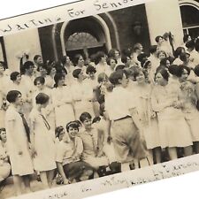 Vintage Photo 1920s Flapper Women Crowded Snapshot School Parade picture