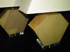 Pair of Custom-Made Decorator Lamps, Leather, Lucite & Linen -- Vintage Lamps picture