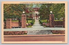 Postcard Entrance to Anderson College Anderson South Carolina Vintage picture