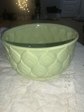 Vtg. Leaf Design Round Planter Lime Green Stamped N And Numbered 340  8x8x3.5 picture