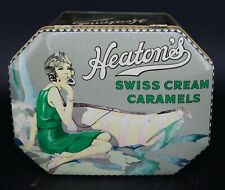 Vintage Heaton's Swiss Cream Caramels Tin Flapper Girl Made In England 5.5 Inch picture