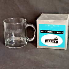 AMTRAK The Capitol Limited Chicago - Washington Etched Glass Souvenir Mug w Box picture