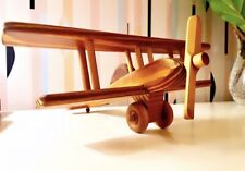 Large Vintage MCM Wooden Bi-Plane | Beautifully Crafted | 12” | Spins Perfectly picture