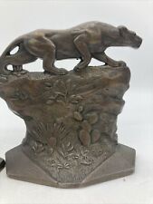 Crouching Tiger Bookends, Connecticut Foundry 1930 COPR Cast Iron Bronze Finish picture