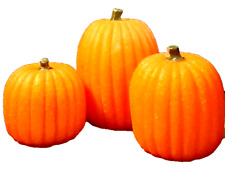 Set of 3 Battery Operated Lighted Shimmering Pumpkins Small Medium and Large picture